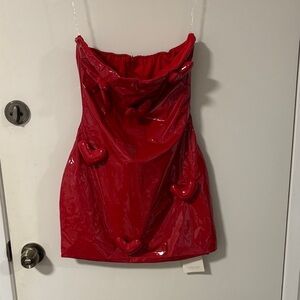 Brand new Red Patent Mini Dress with Heart Accents from Mew Mews